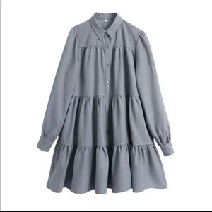 Gray loose shirt dress